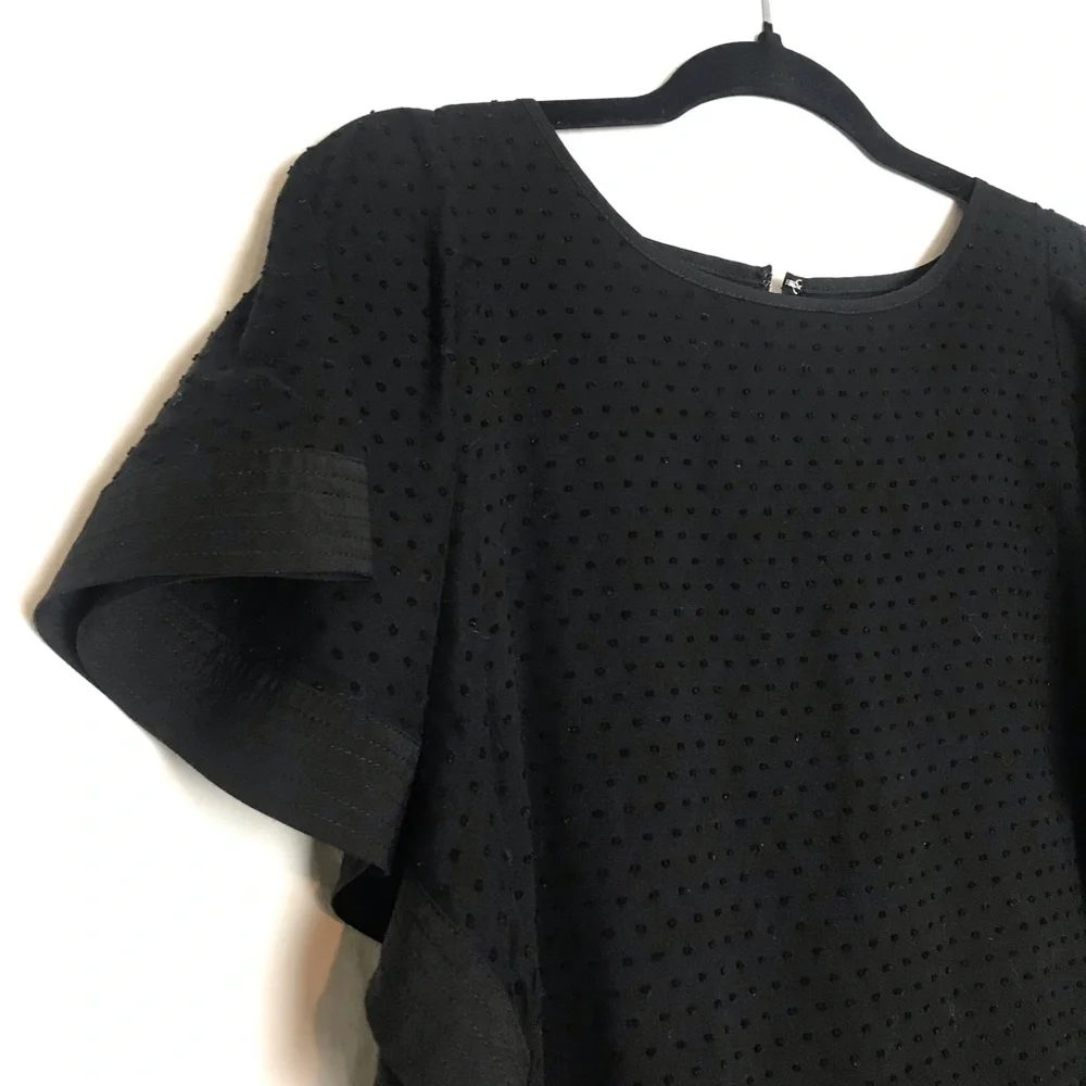 J. Crew Swiss Dot Flutter Sleeve Shift Dress Women Size 12 Boho Coquette Preppy